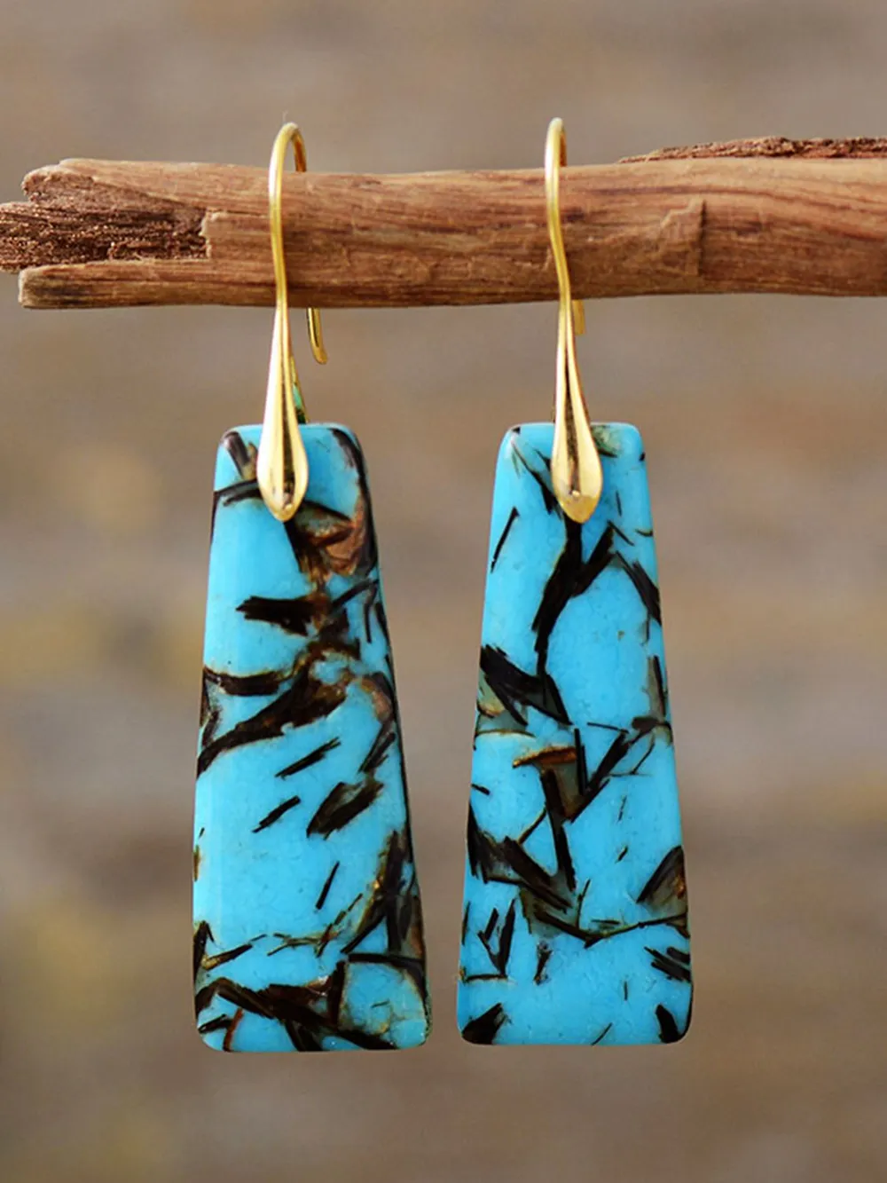 Geometrical Shape Imperial Jasper Dangle Earrings, image 5