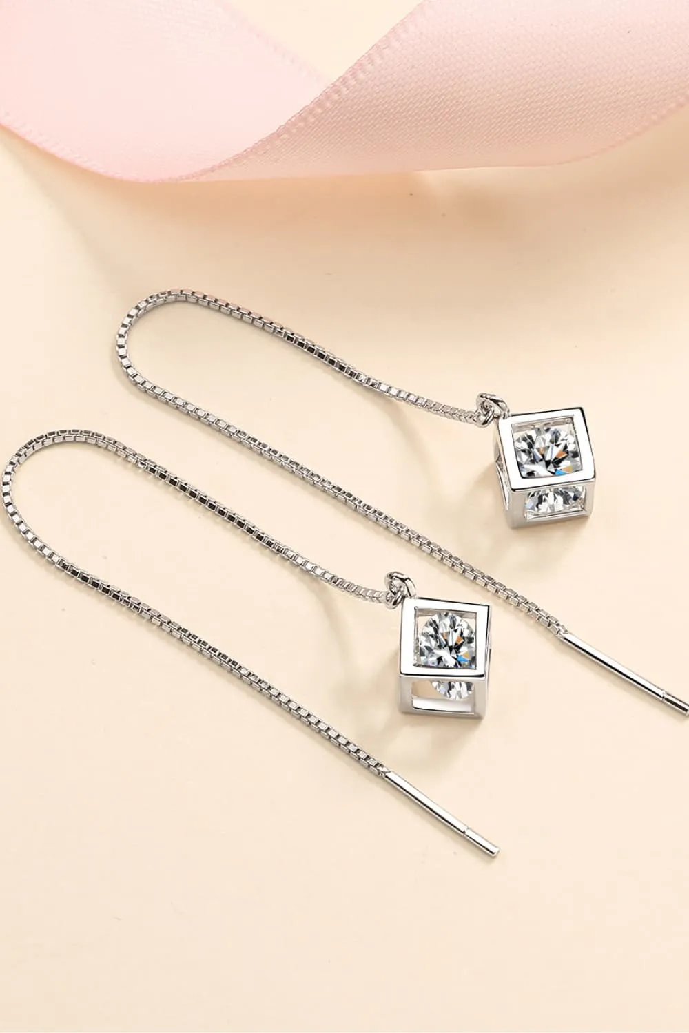 2 Carat Moissanite 925 Sterling Silver Threader Earrings, image 6
