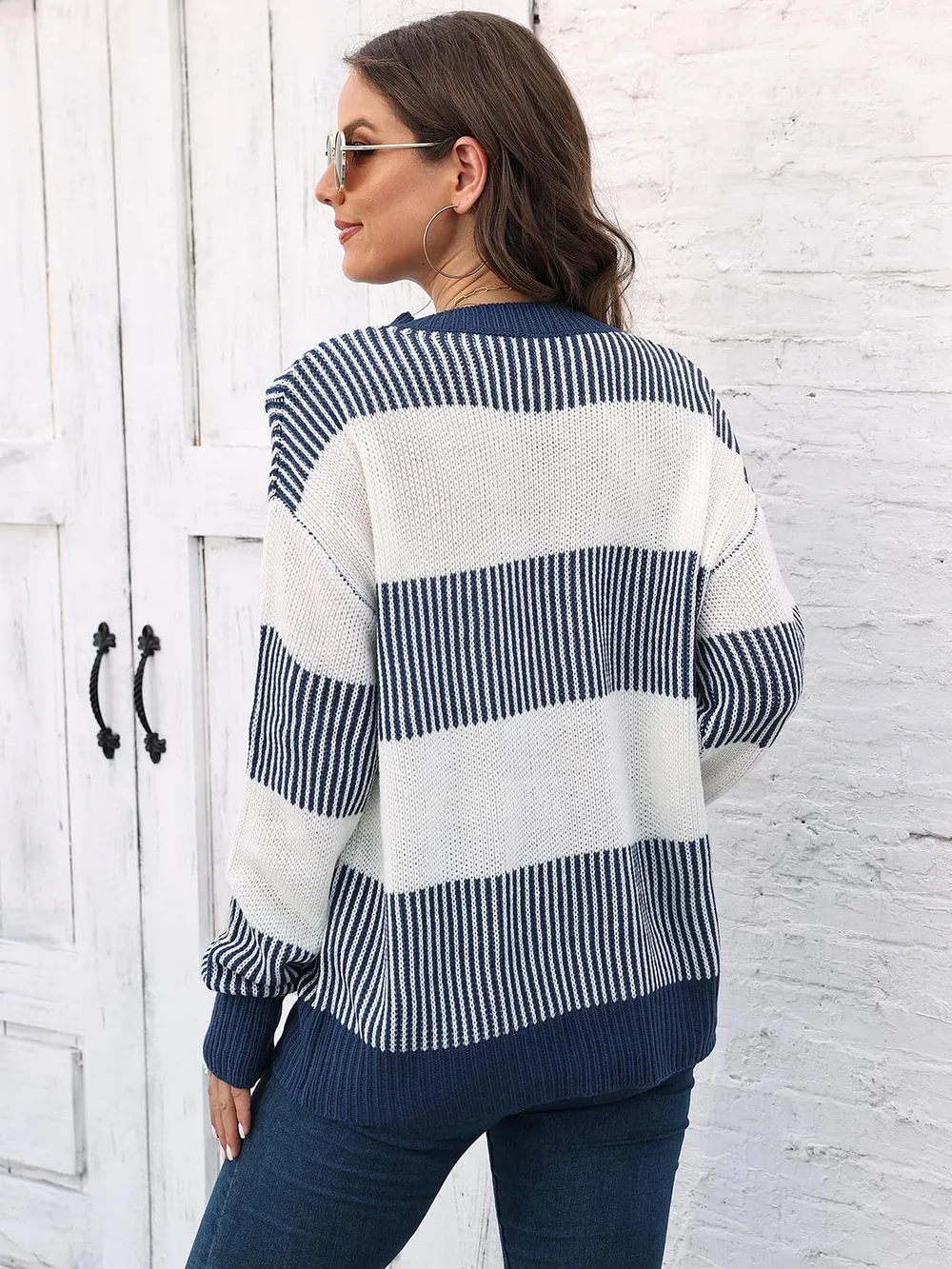Full Size Round Neck Drop Shoulder Sweater, image 11