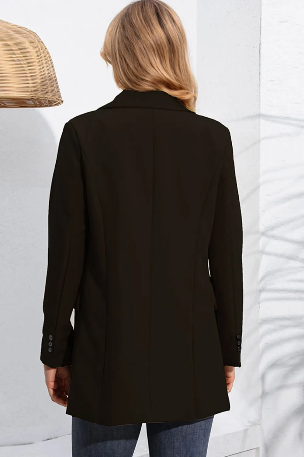 Lapel Neck Long Sleeve Blazer with Pockets, image 10