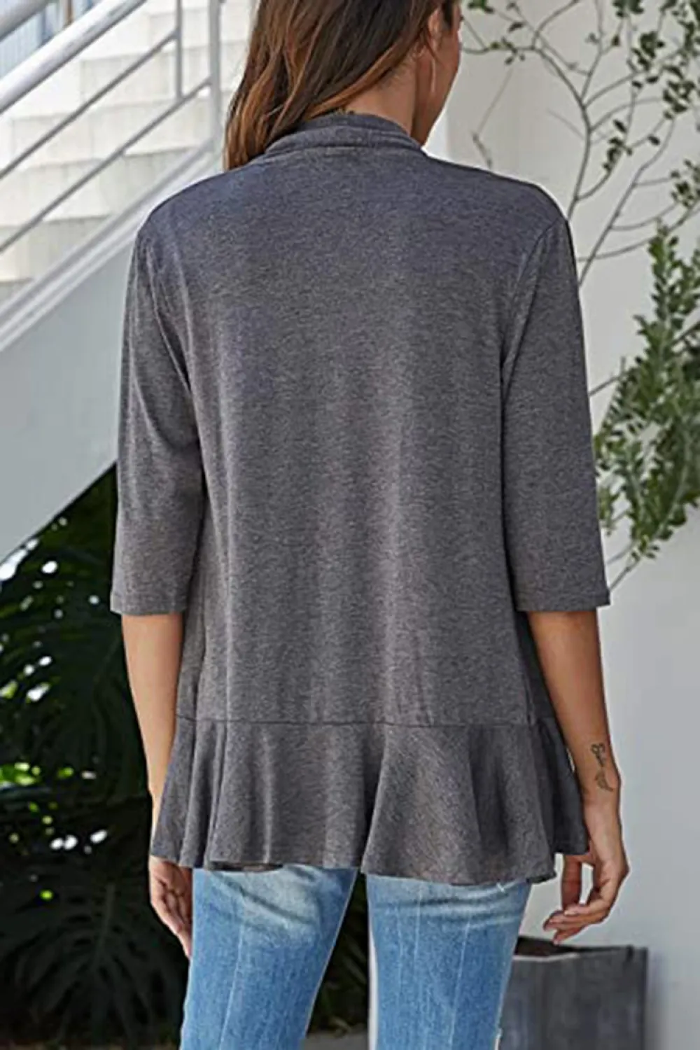 Open Front Ruffle Trim Cardigan, image 22