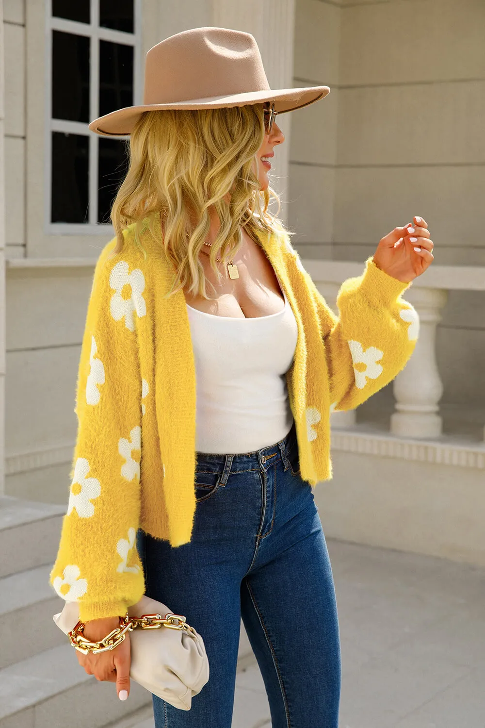 Floral Open Front Fuzzy Cardigan, image 19
