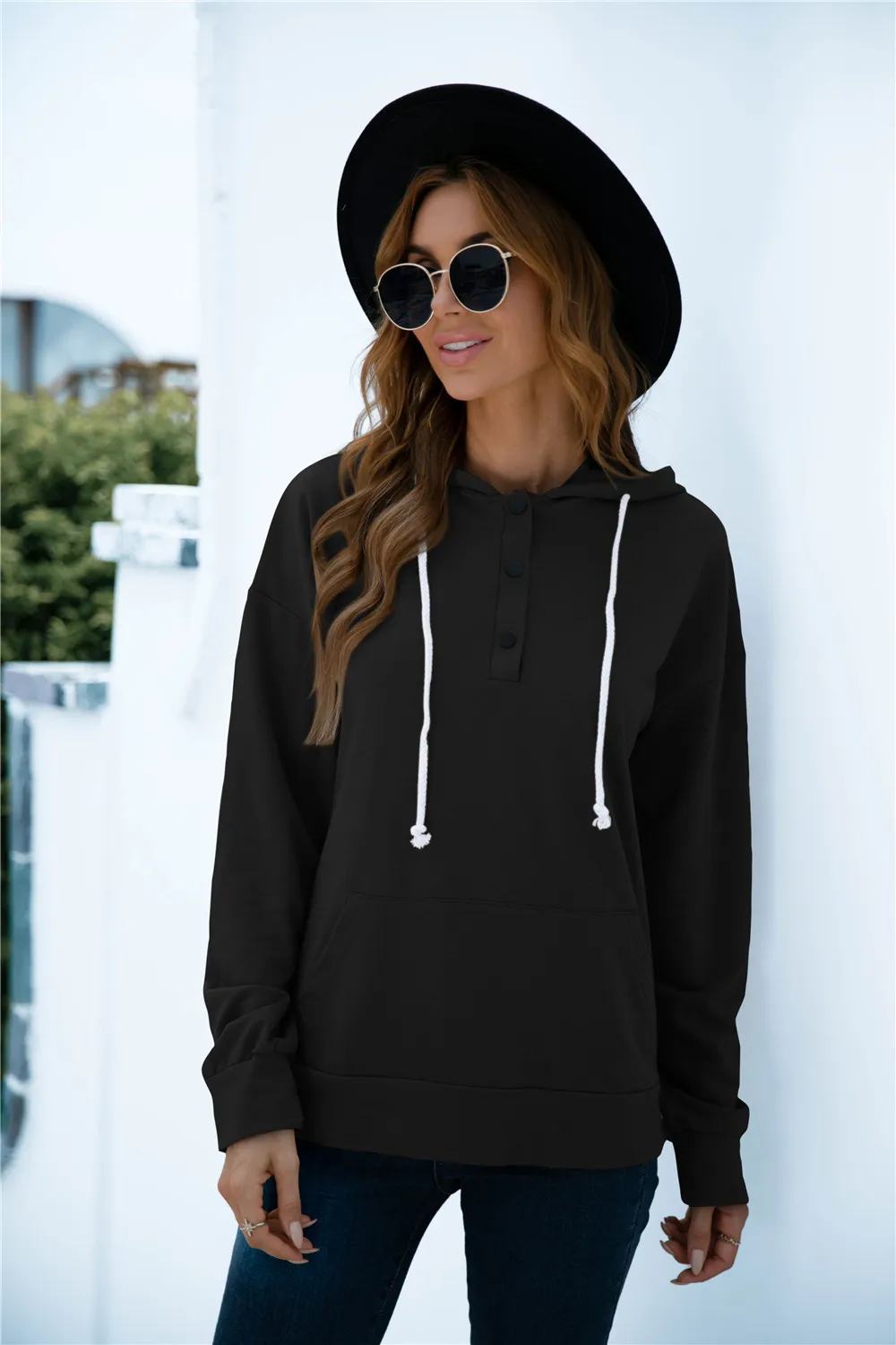 Quarter Snap Drawstring Hoodie with Kangaroo Pocket, image 13
