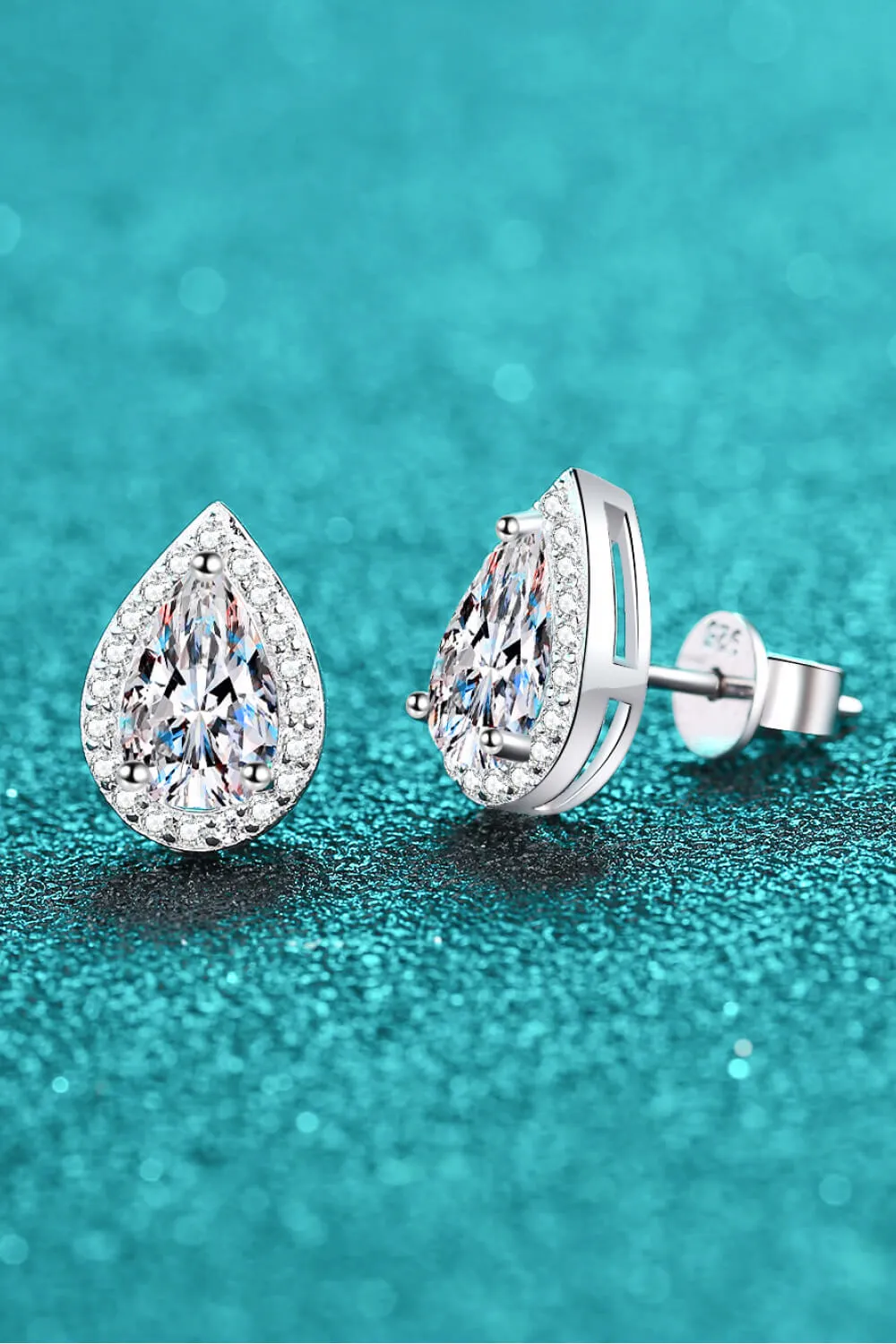 Moissanite Teardrop Stud Earrings, image 6
