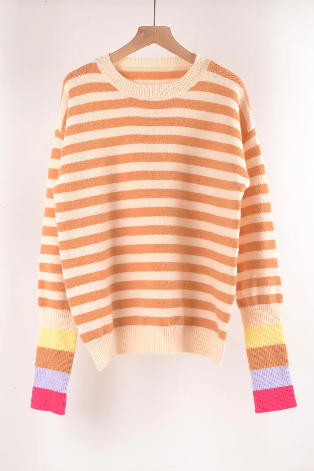 Warm Spice Striped Round Neck Sweater, image 10