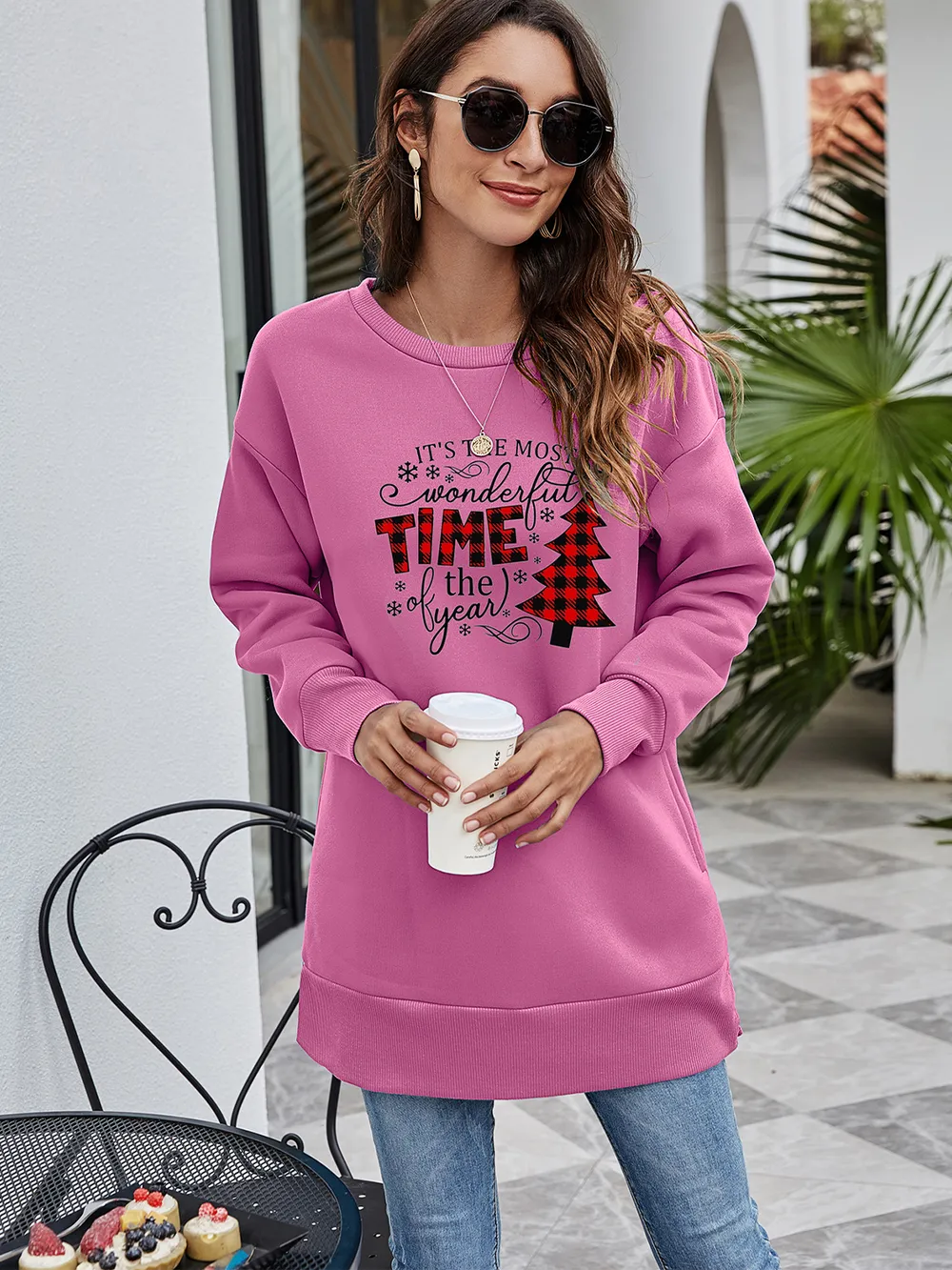 Christmas Tree Graphic Drop Shoulder Sweatshirt, image 8
