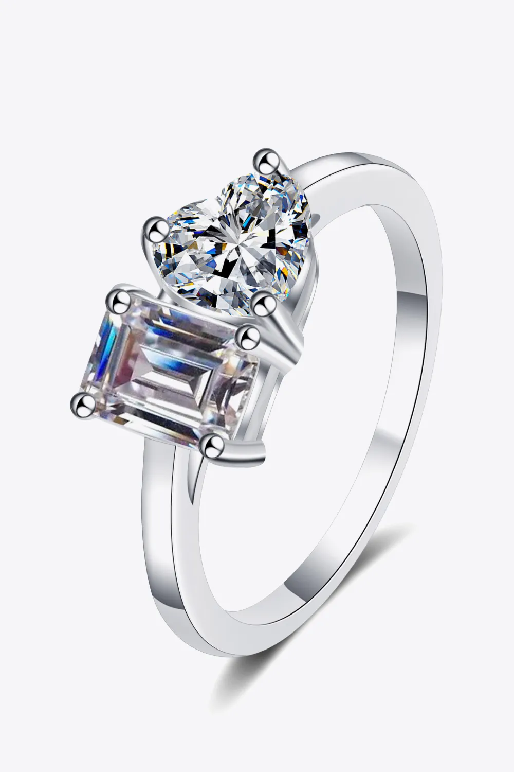 Rhodium-Plated 2 Carat Moissanite Ring, image 2