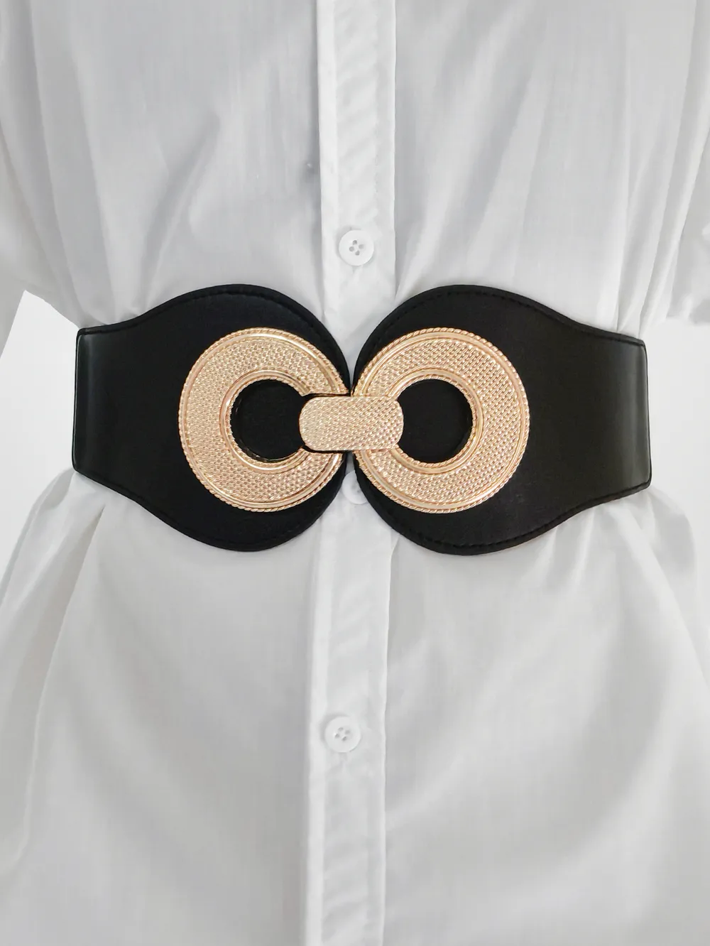 Alloy Buckle Elastic PU Belt, image 4