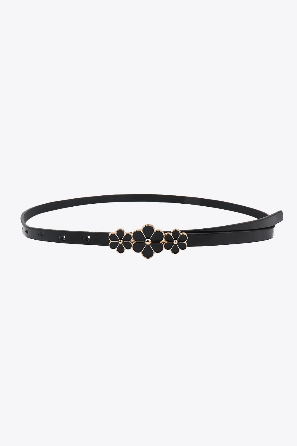 Flower Decor Skinny PU Belt, image 15