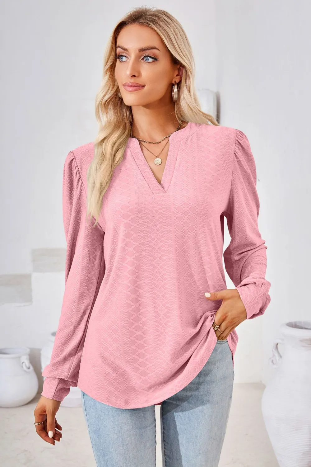 V-Neck Puff Sleeve Blouse, image 22