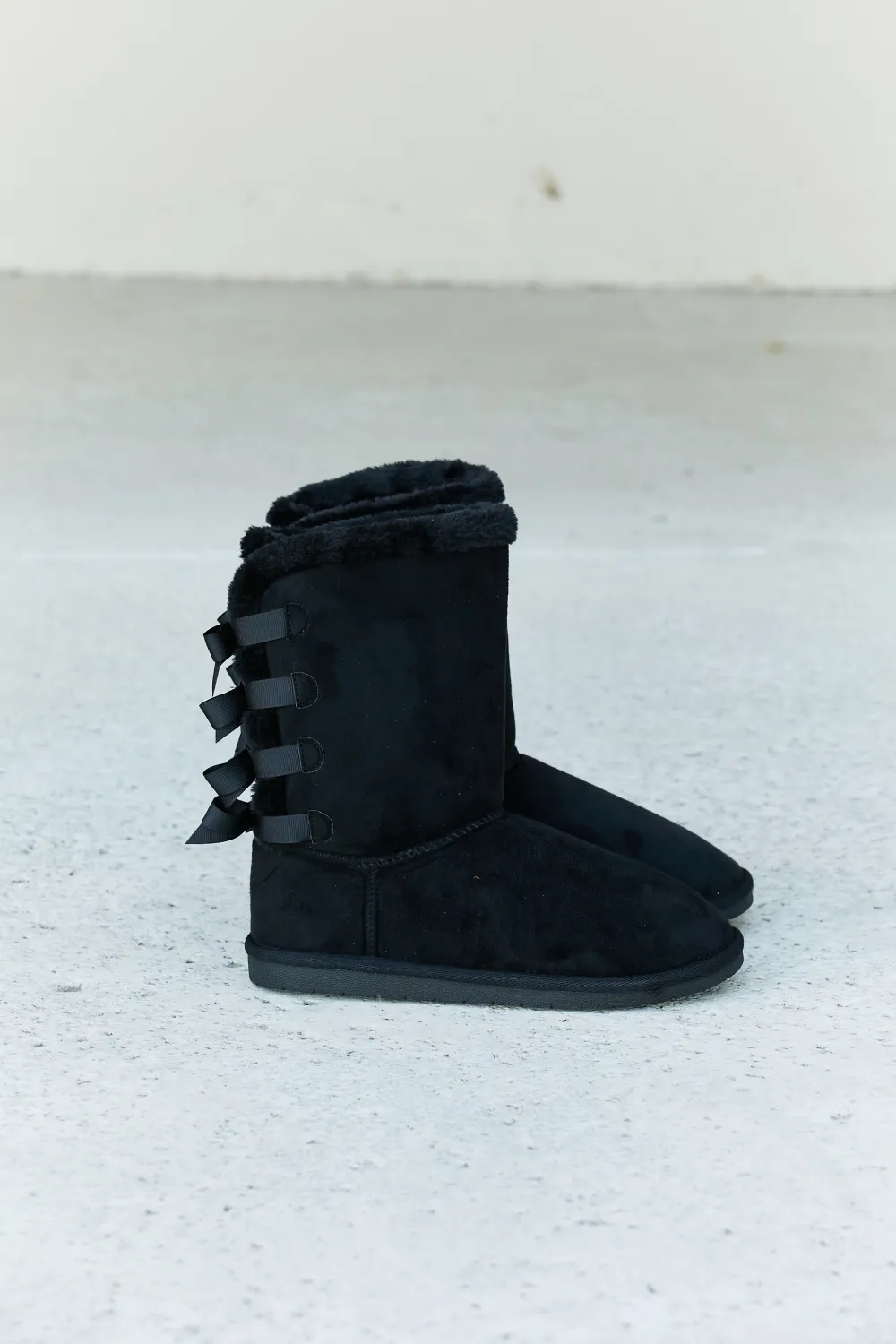 Bow Detail Faux Suede Leather Snow Boots, image 6