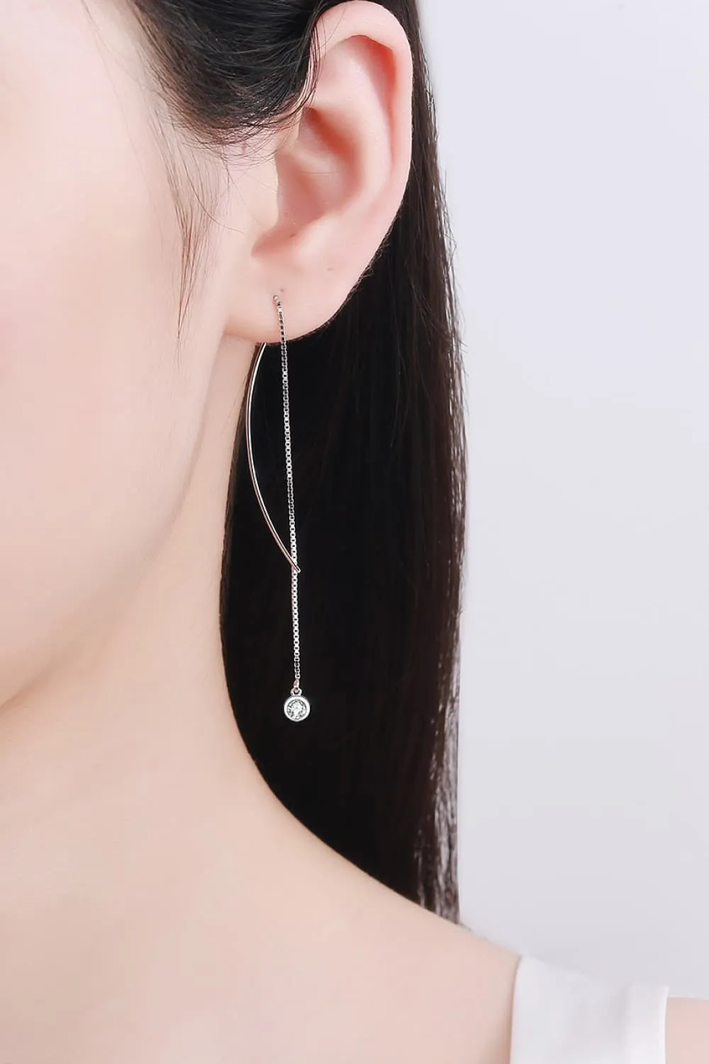 Moissanite 925 Sterling Silver Threader Earrings, image 7