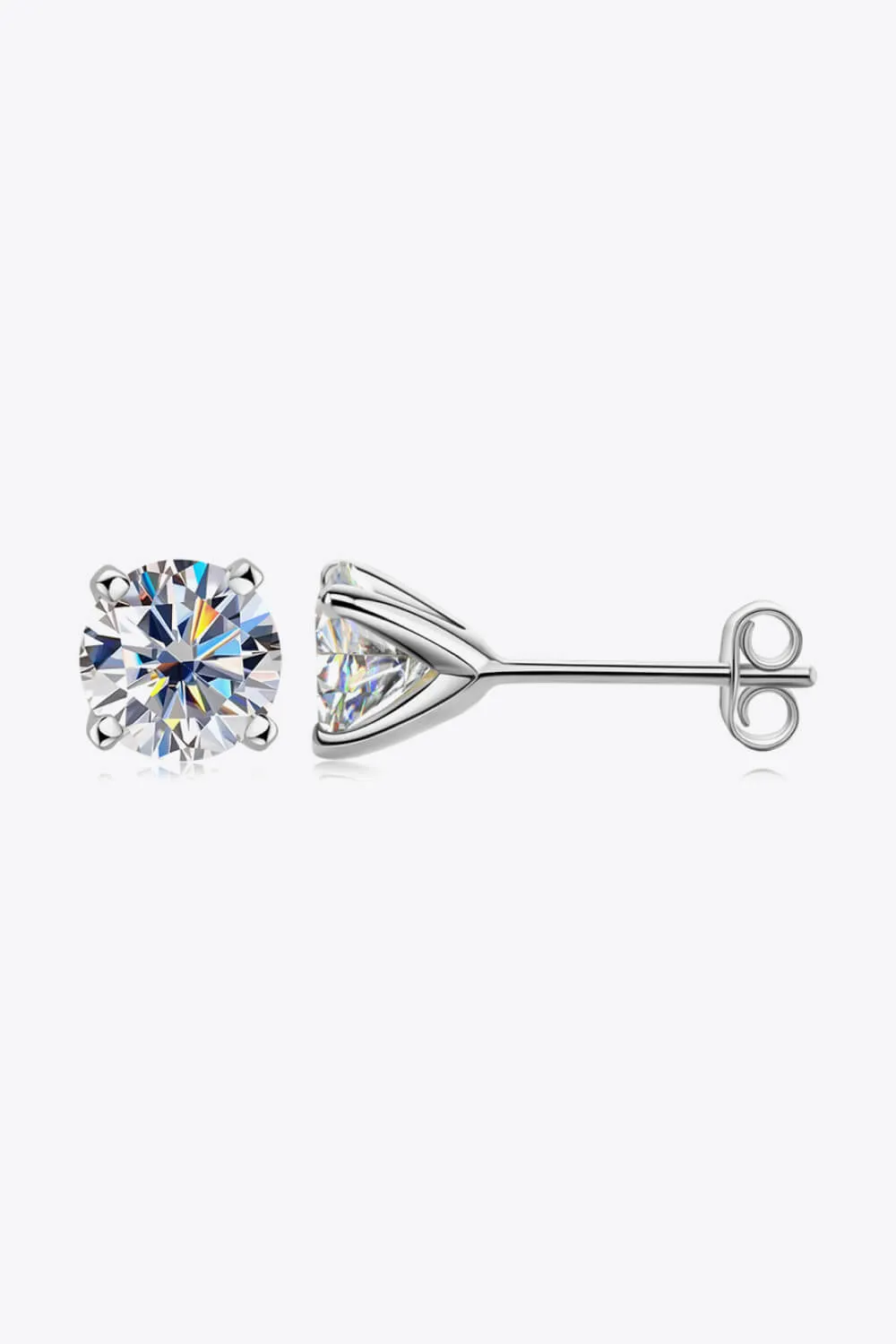 925 Sterling Silver 1 Carat Moissanite 4-Prong Stud Earrings, image 7