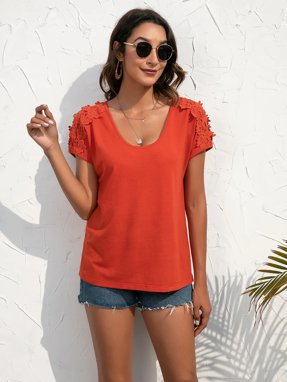 Spliced Lace Cold-Shoulder Blouse, image 6