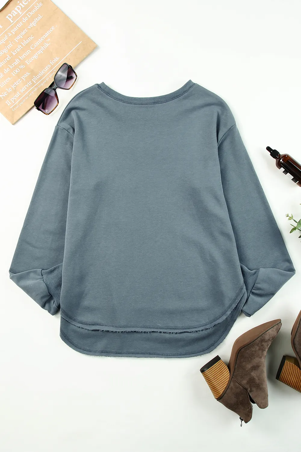 Side Slit Drop Shoulder Sweatshirt, image 27