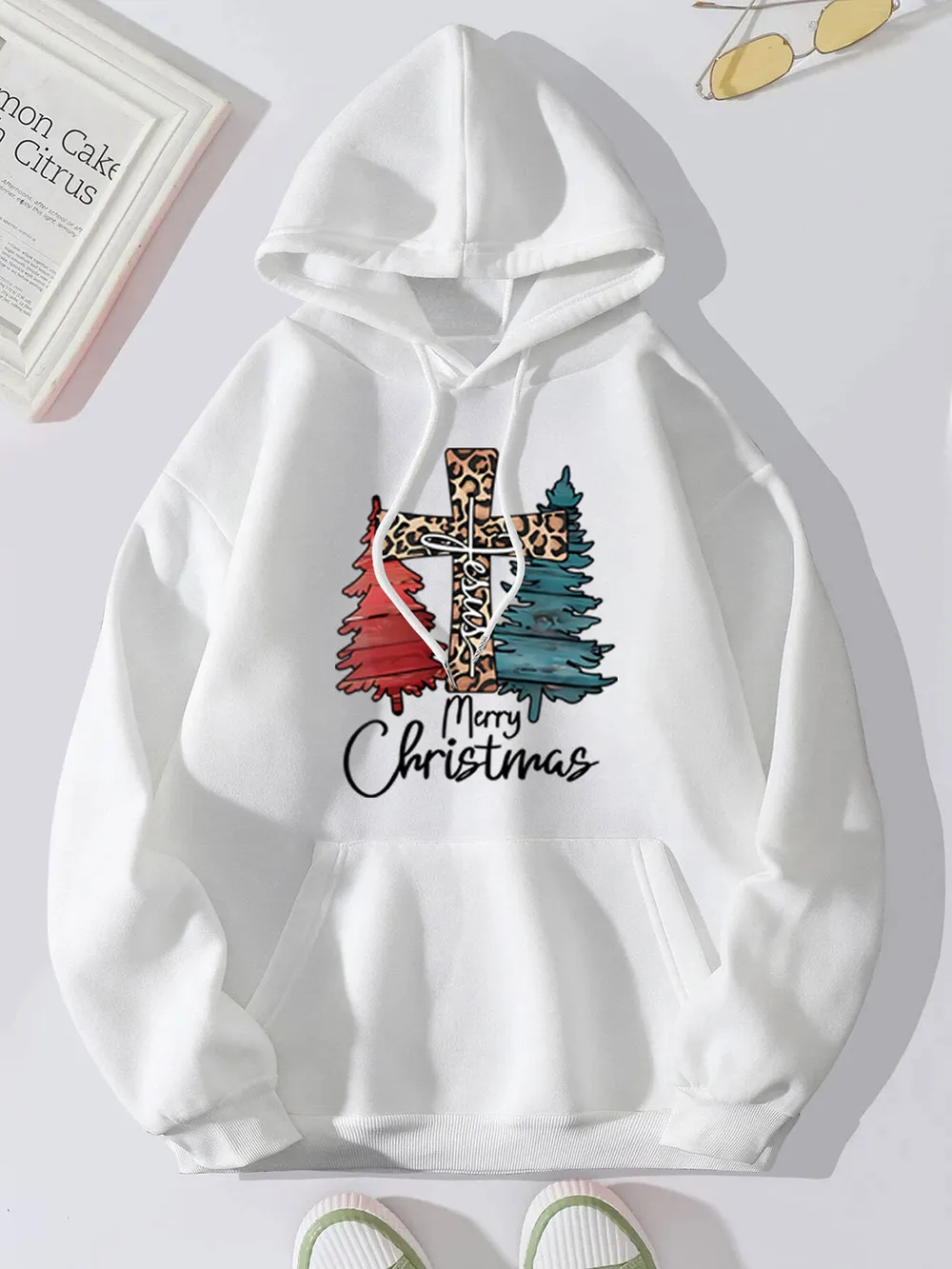 MERRY CHRISTMAS Graphic Drawstring Hoodie, image 5
