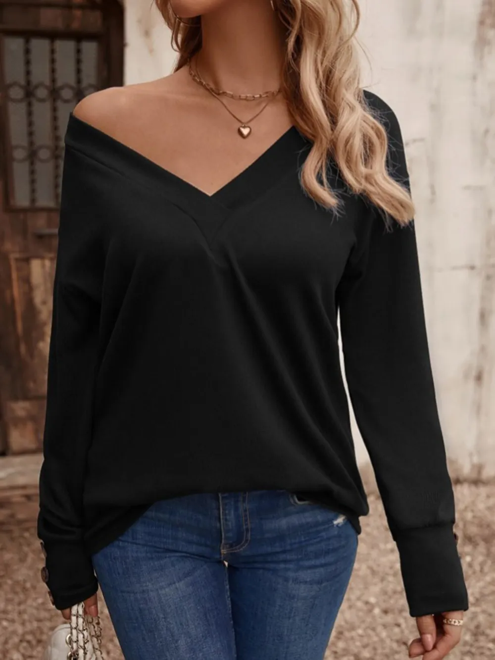 V-Neck Long Sleeve Top, image 14