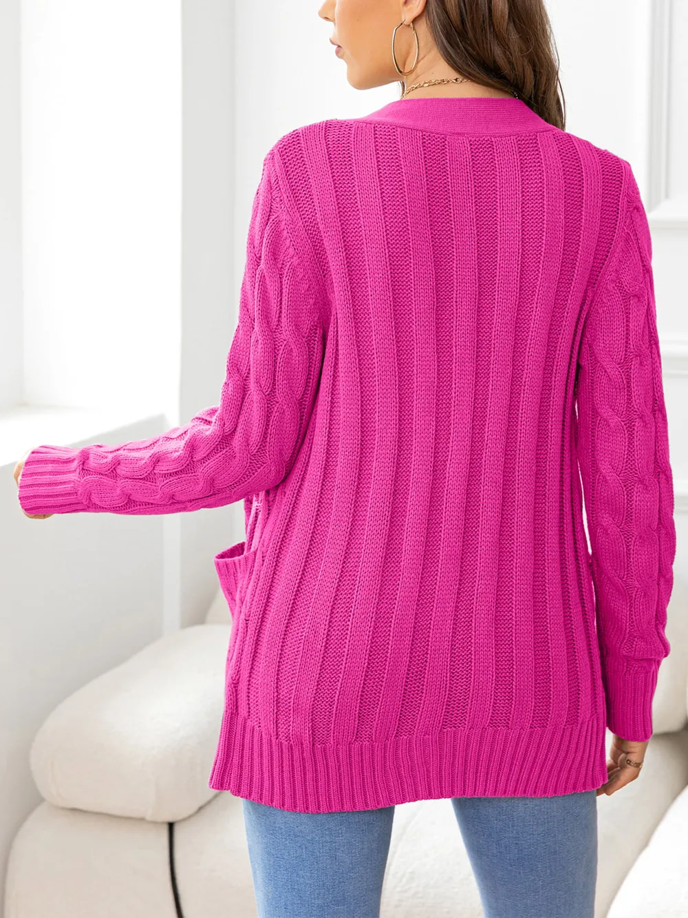 Button Down Cable-Knit Cardigan, image 10