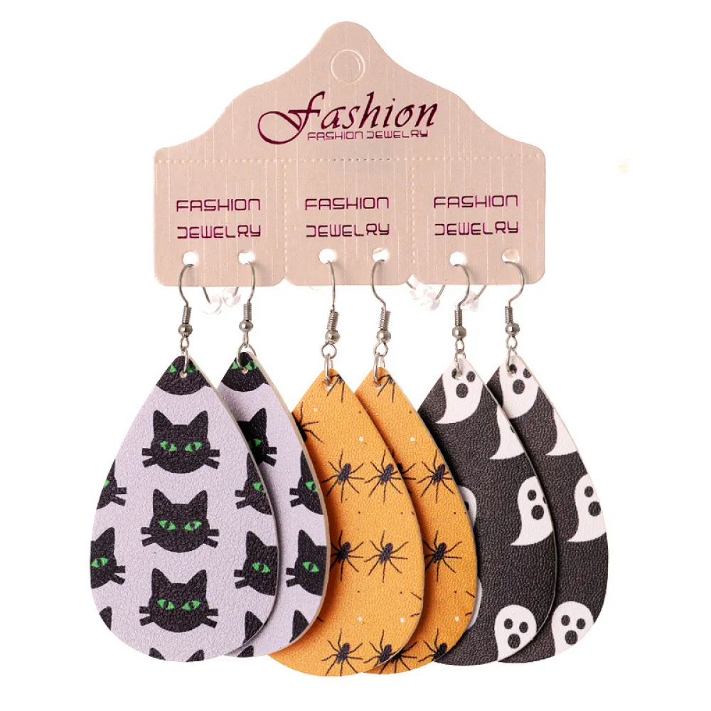 Halloween PU Teardrop Earrings Set, image 4