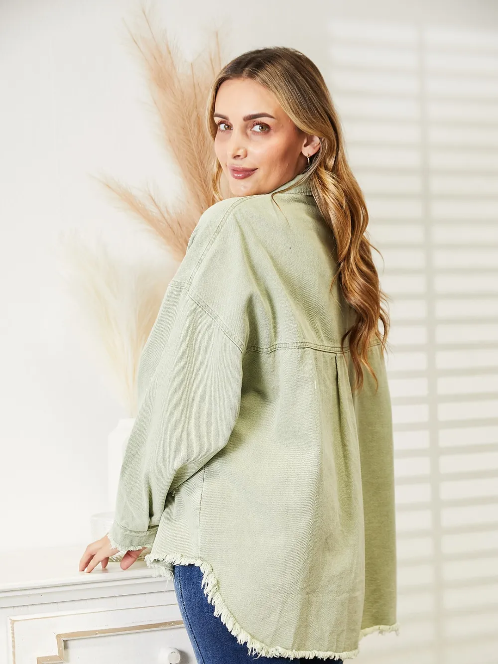Distressed Raw Hem Denim Jacket, image 18