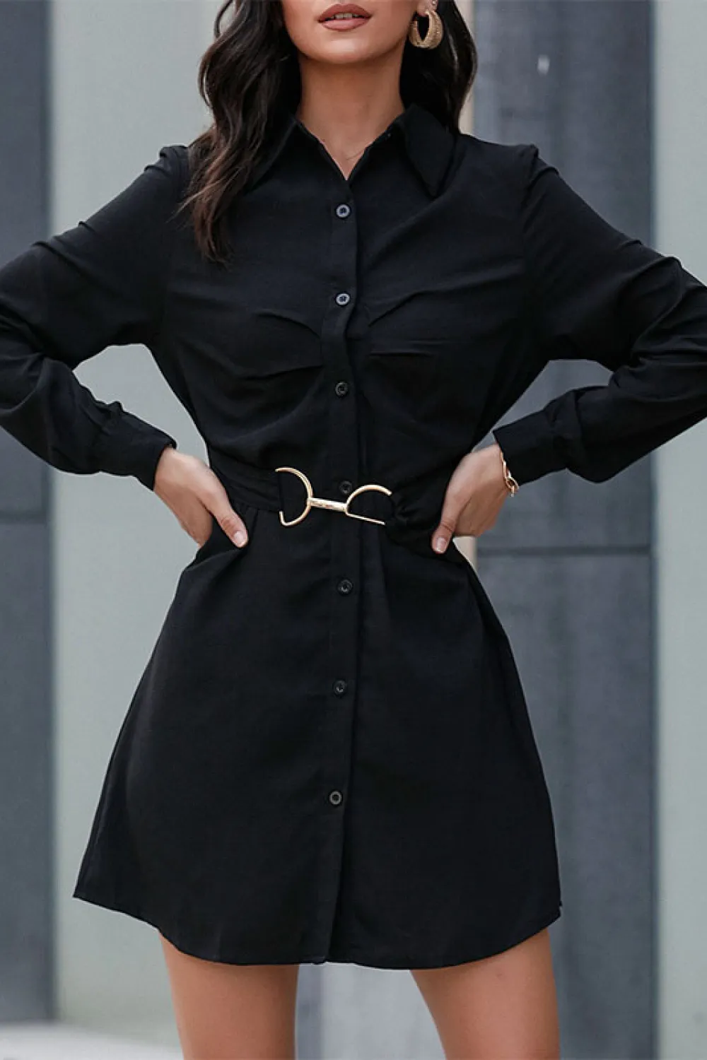 Belted Mini Shirt Dress, image 4
