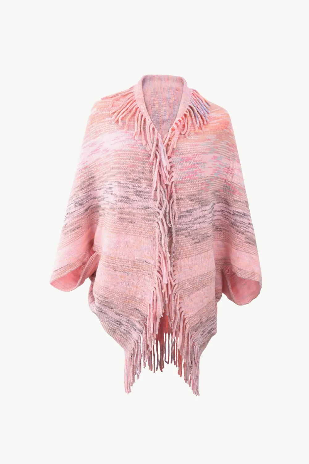 Multicolored Fringe Trim Poncho, image 8