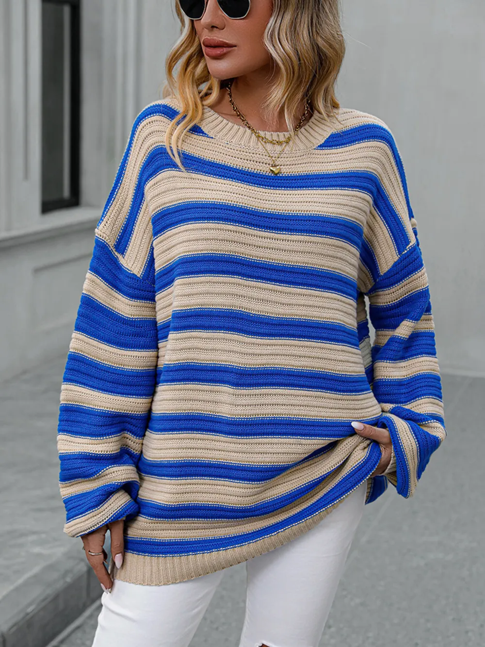 Striped Dropped Shoulder Sweater, image 13