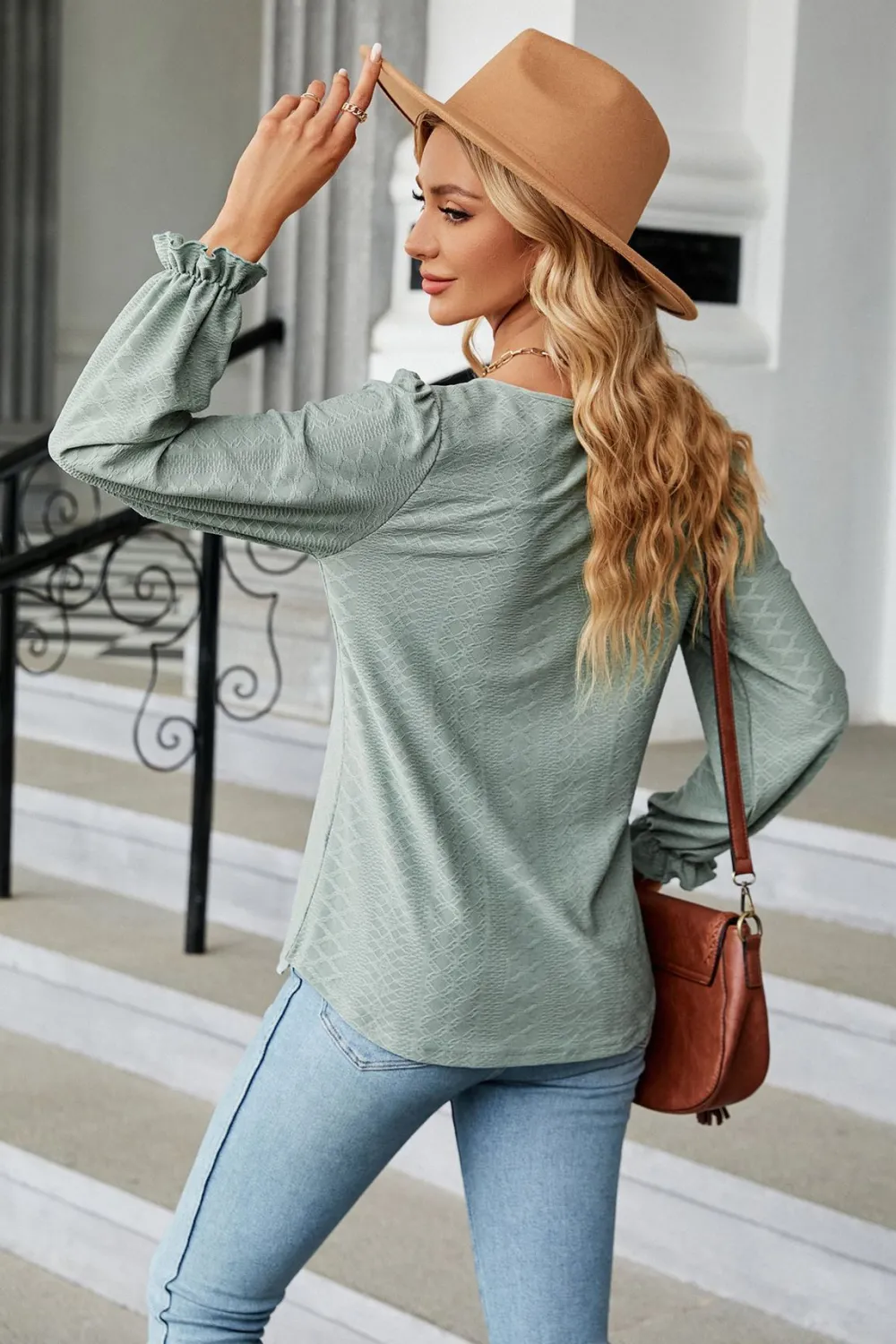 Round Neck Flounce Sleeve Blouse, image 21