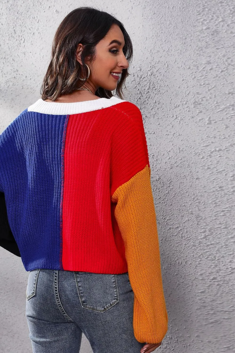 Color Block Ribbed Long Sleeve Cardigan, image 3