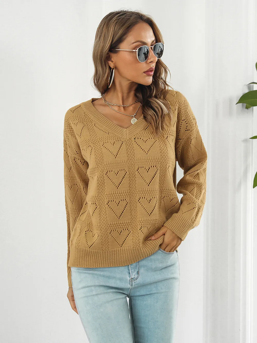 Openwork V-Neck Sweater, image 5