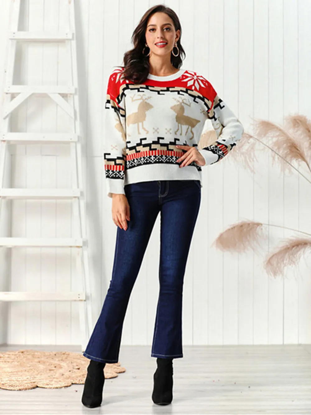 Reindeer Round Neck Sweater, image 3