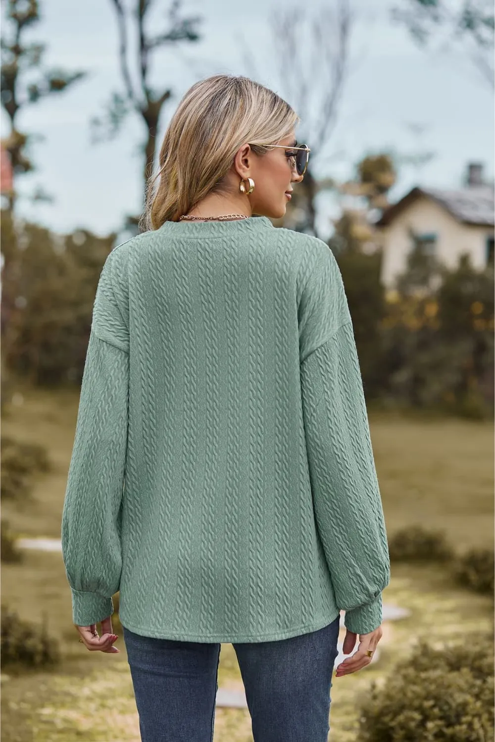 V-Neck Dropped Shoulder Blouse, image 7