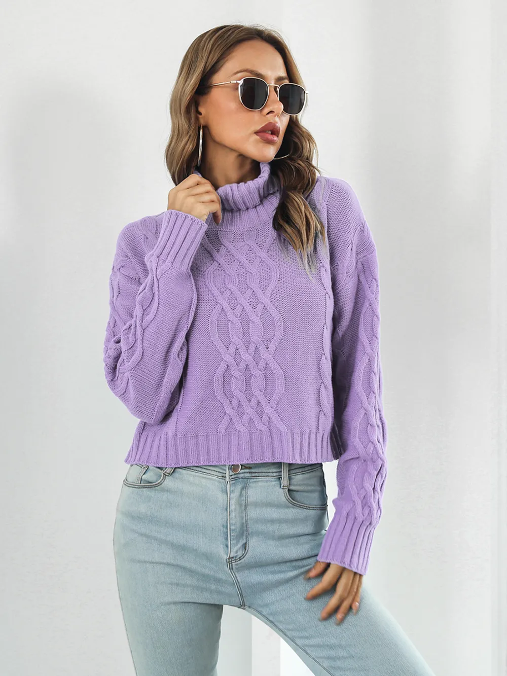 Turtleneck Dropped Shoulder Sweater, image 8