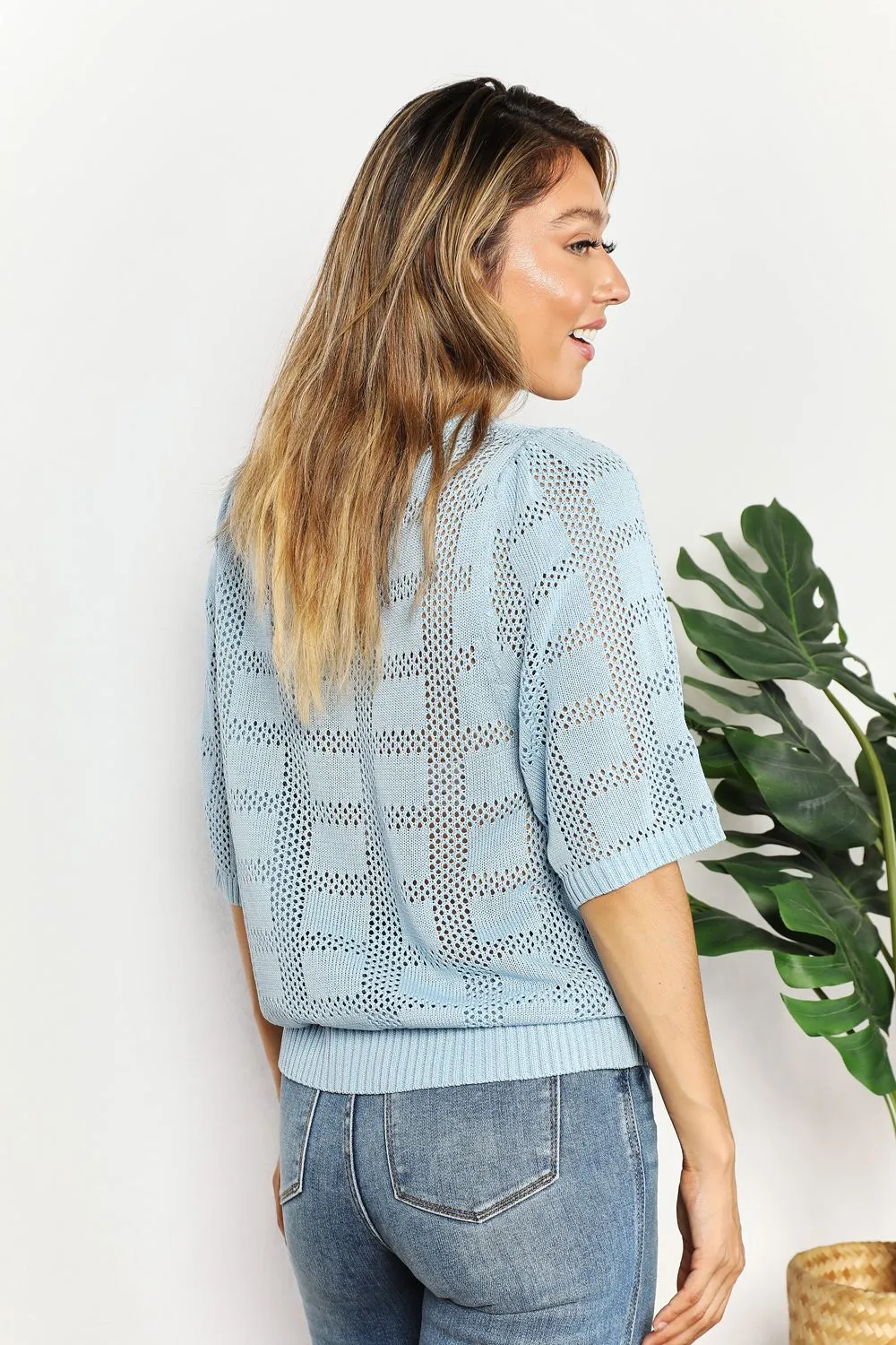 Ribbed Trim Round Neck Knit Top, image 34