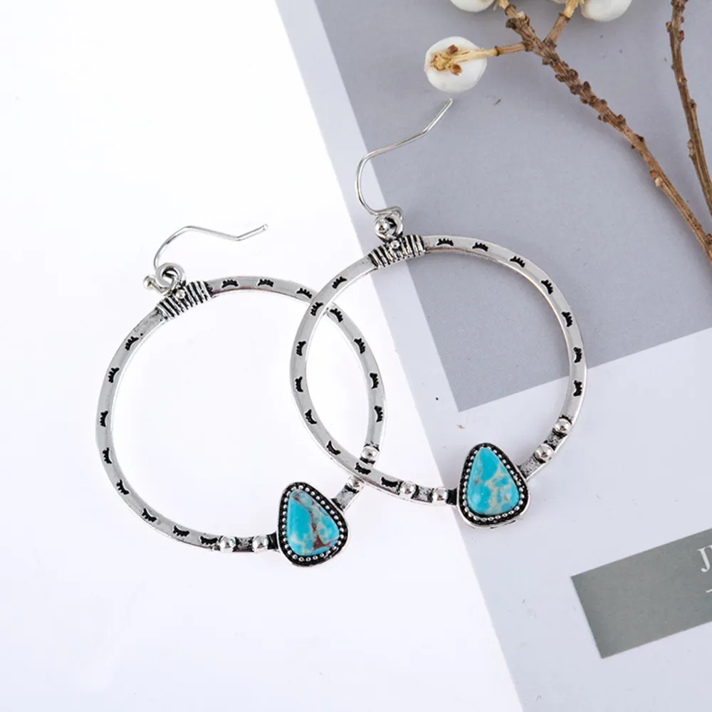 Artificial Turquoise Drop Earrings, image 4