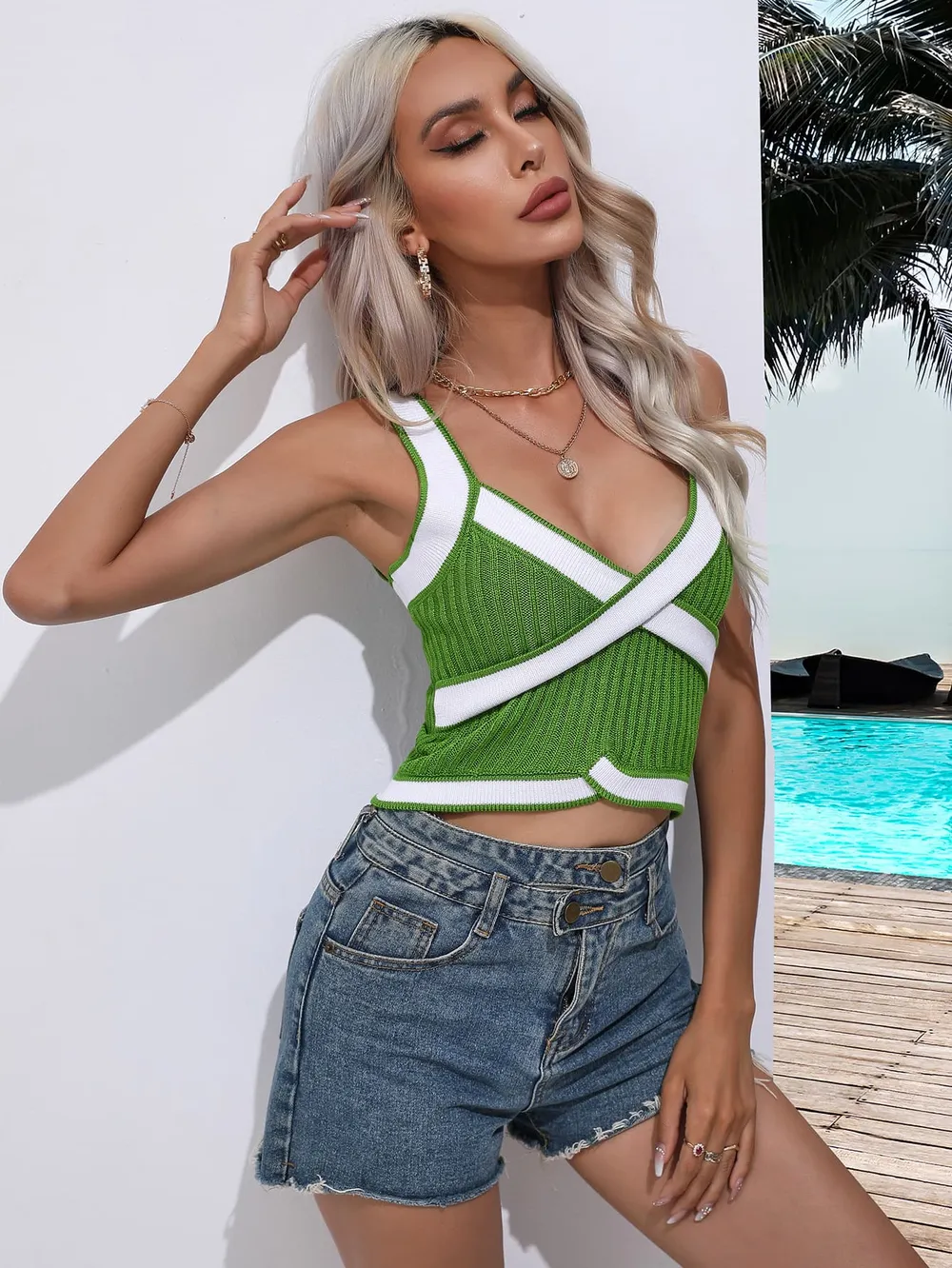 Contrast Crisscross Knit Tank, image 7