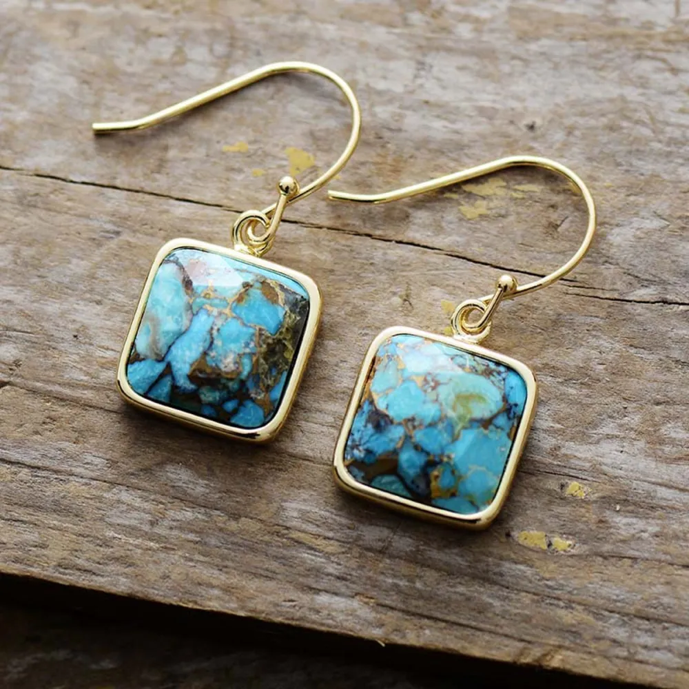 Square Copper Drop Earrings, image 2
