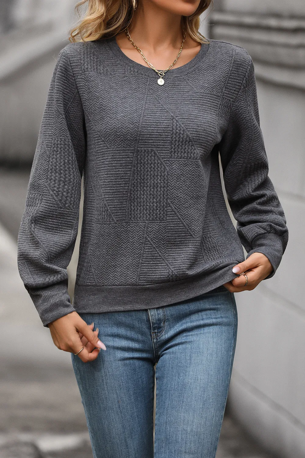 Round Neck Long Sleeve Sweatshirt, image 3