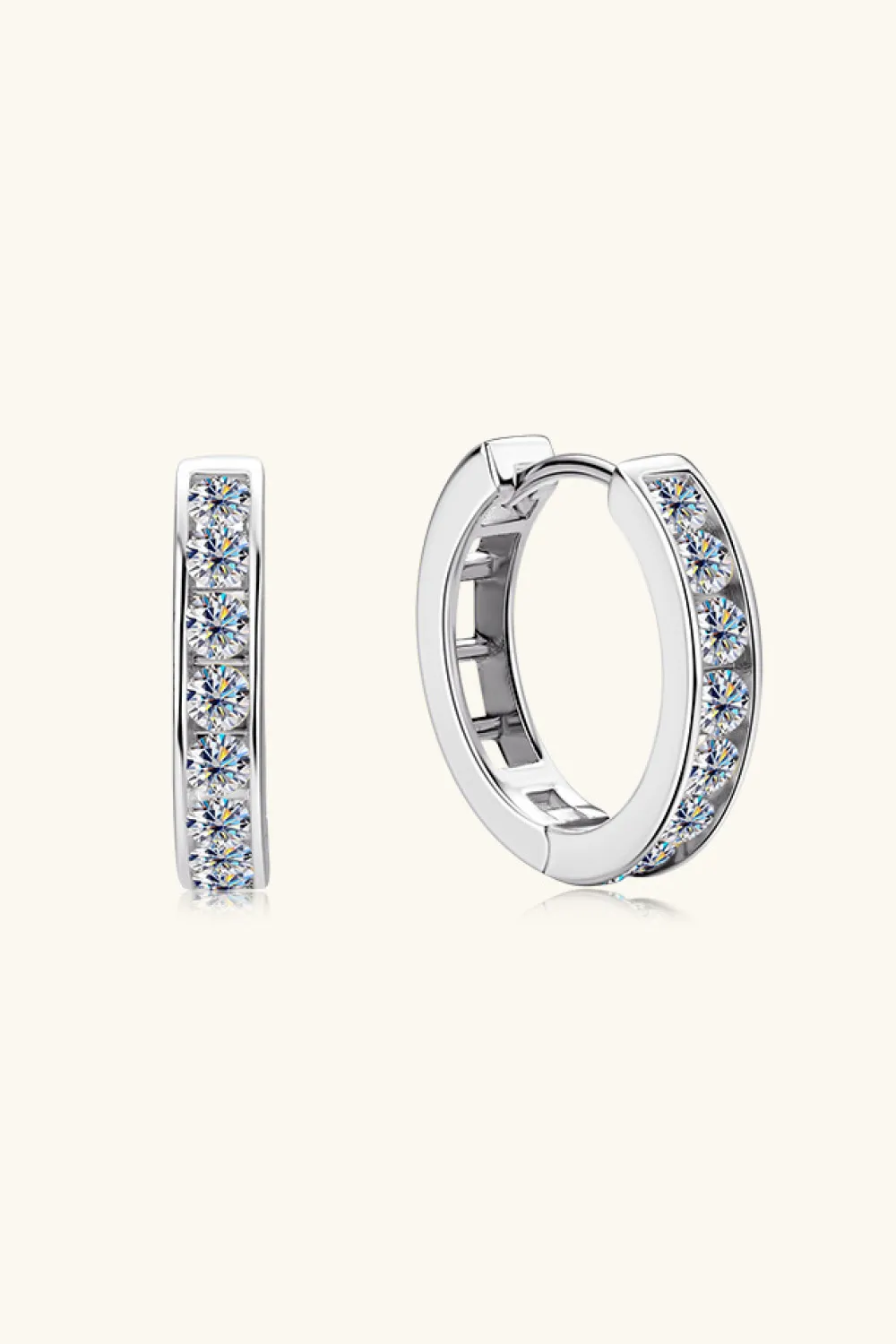 Moissanite 925 Sterling Silver Huggie Earrings, image 10