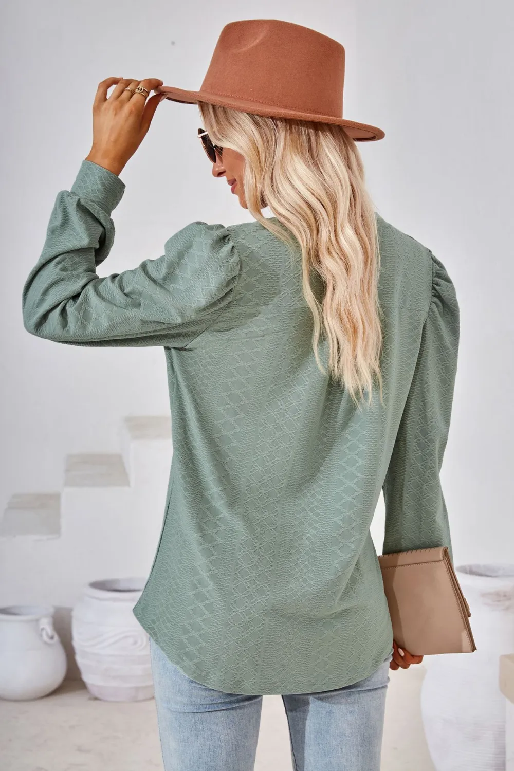 V-Neck Puff Sleeve Blouse, image 20