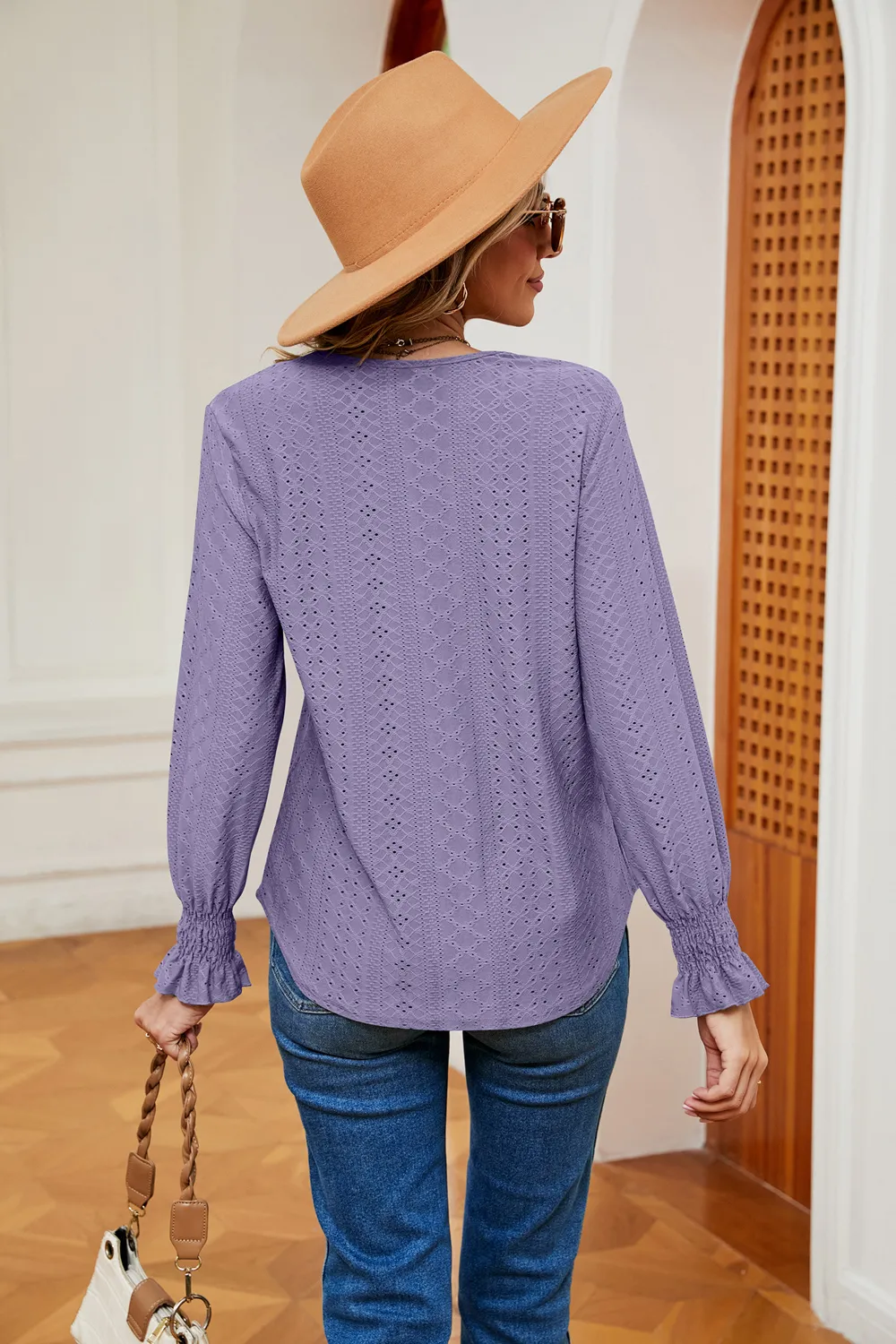 Contrast Flounce Sleeve Blouse, image 22