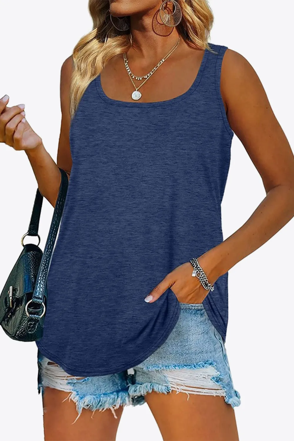 Curved Hem Square Neck Tank, image 10