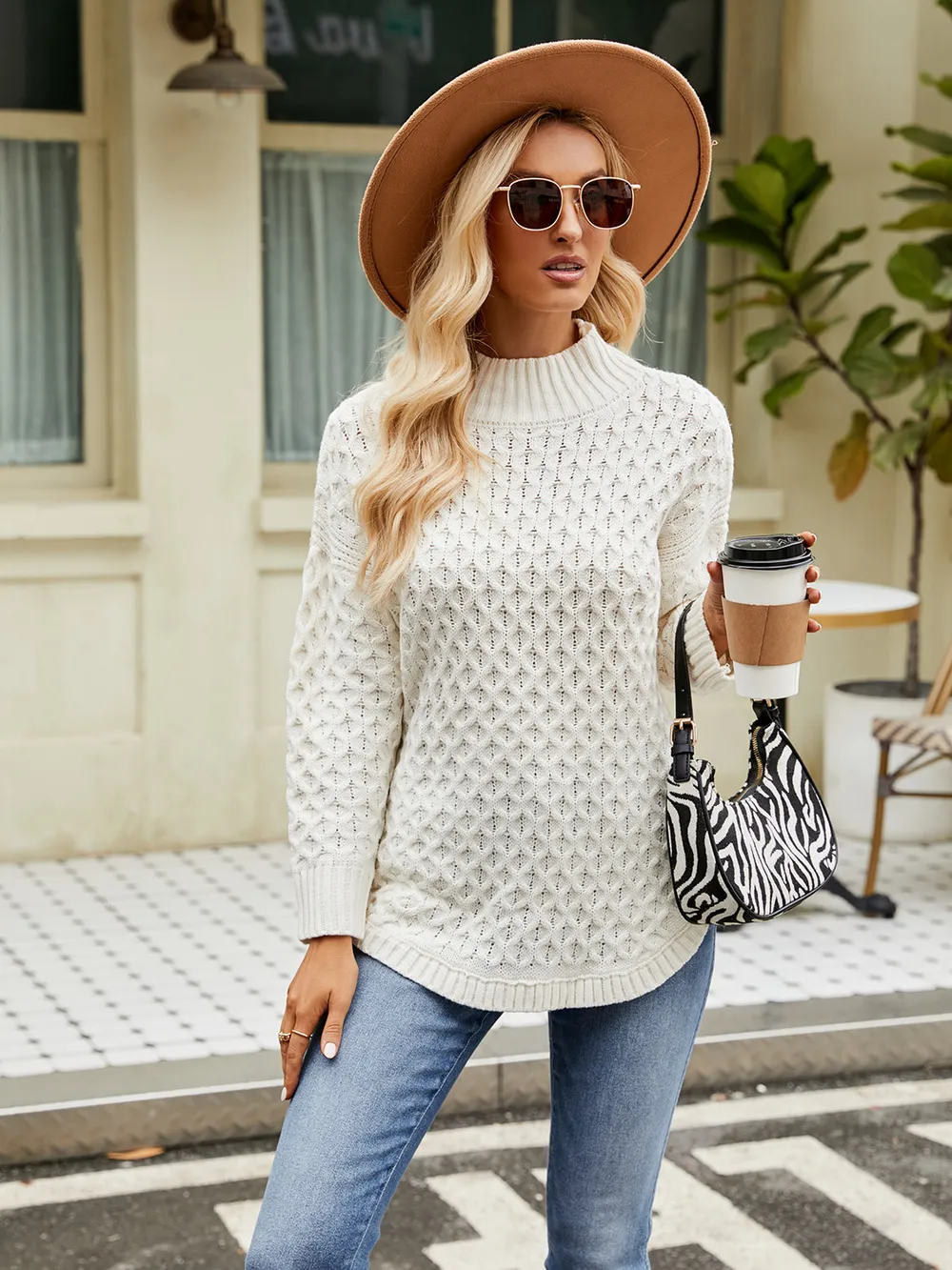 Mock Neck Slit Sweater, image 4