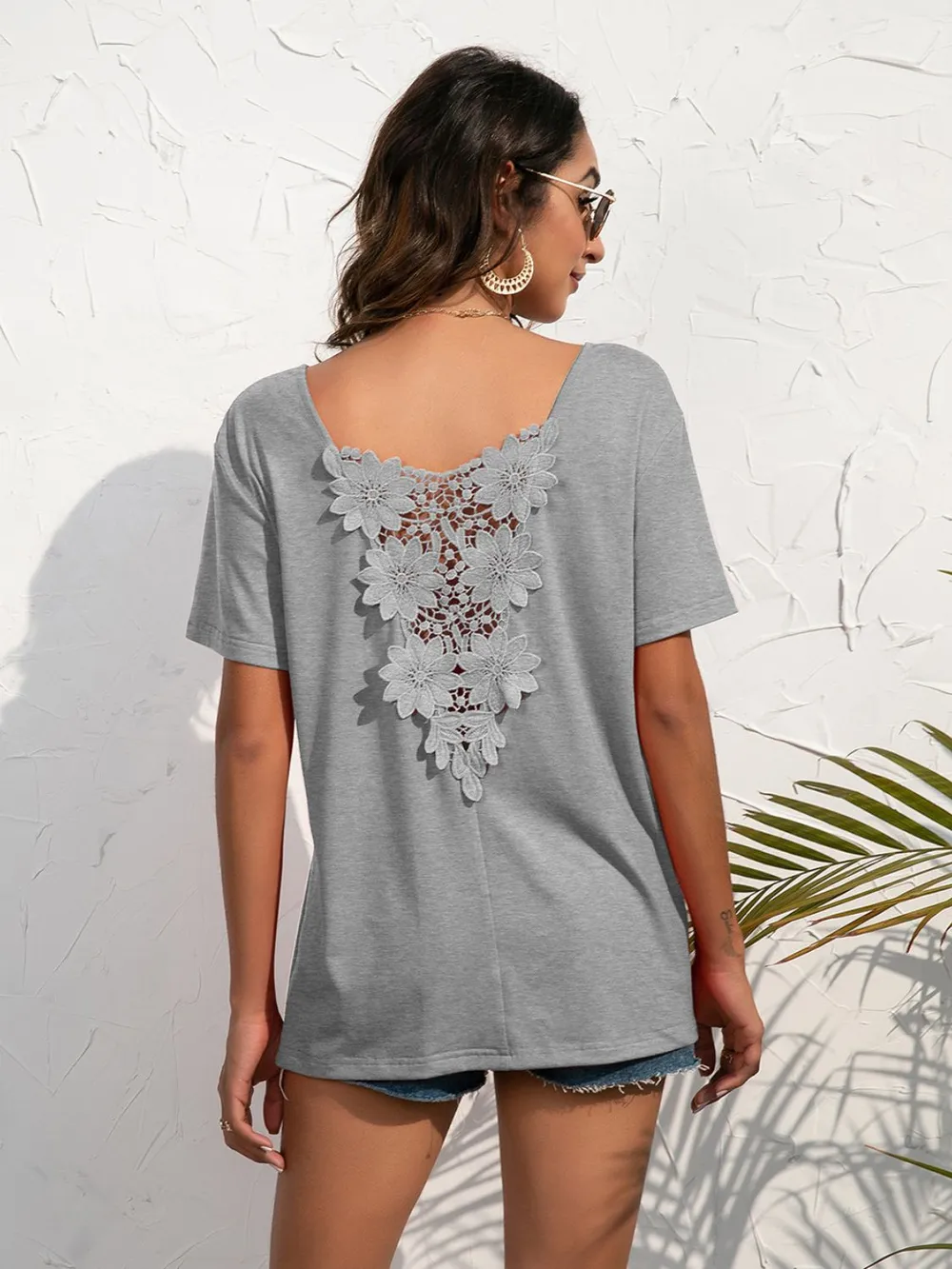 Lace Trim Short Sleeve Top, image 11