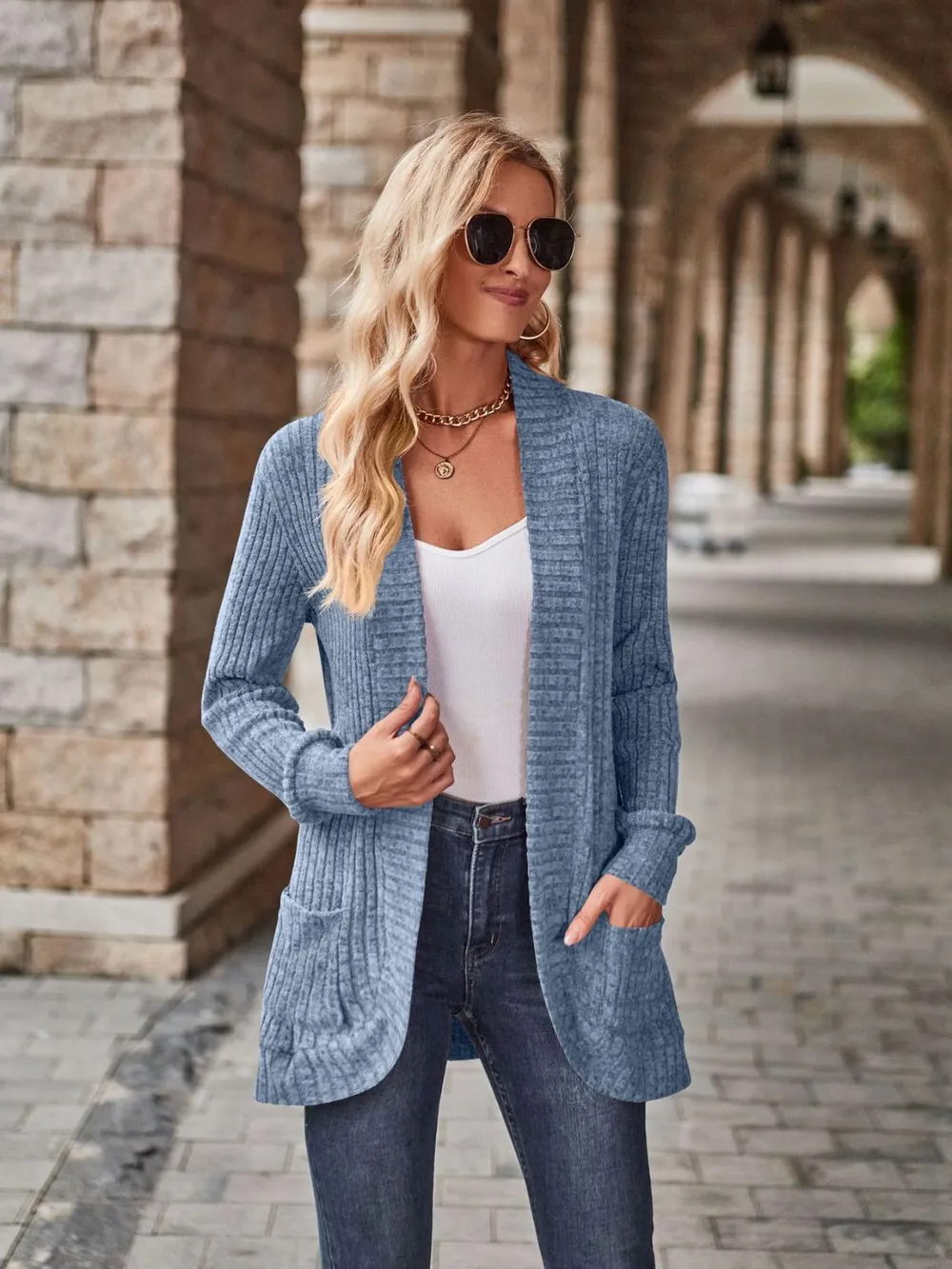 Open Front Cardigan with Pockets, image 14