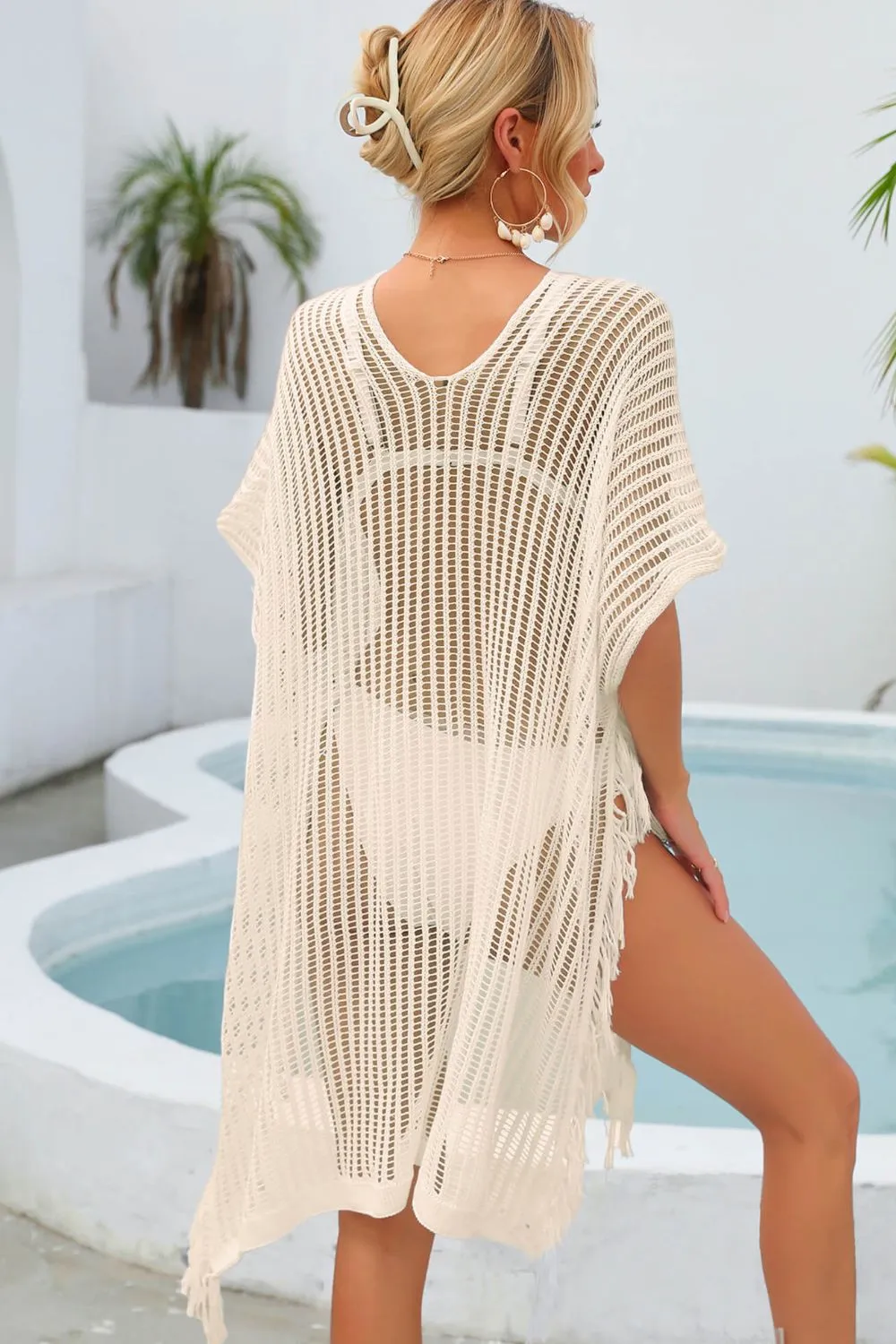 Fringe Trim Openwork Cover Up, image 17