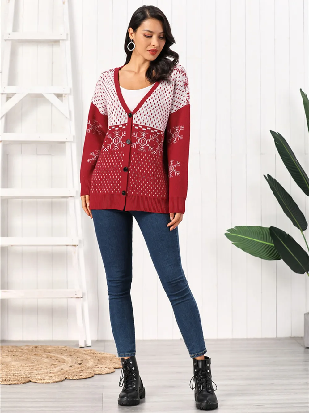 Snowflake Button Down Cardigan, image 4