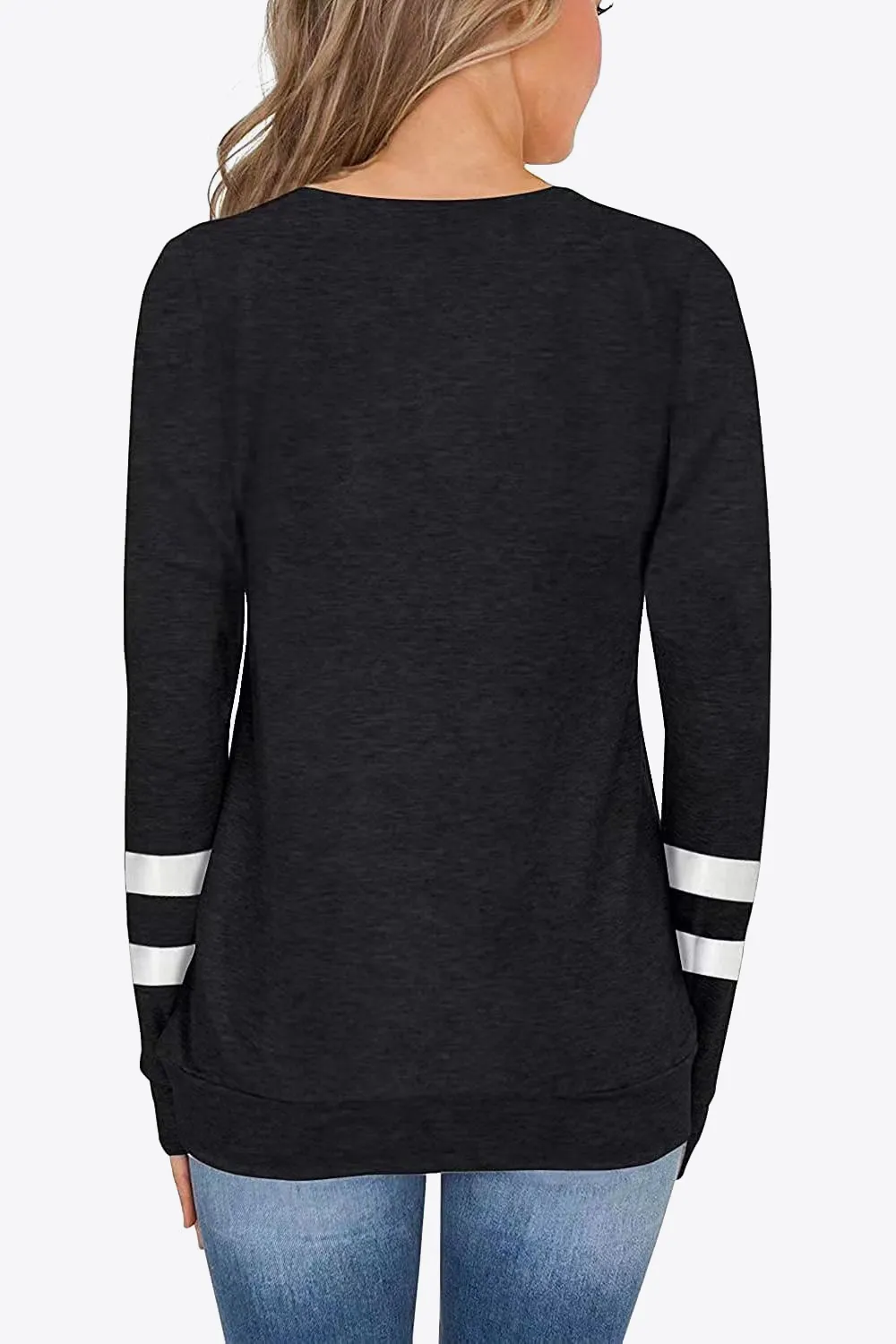 Striped Contrast Raglan Sleeve Top, image 6