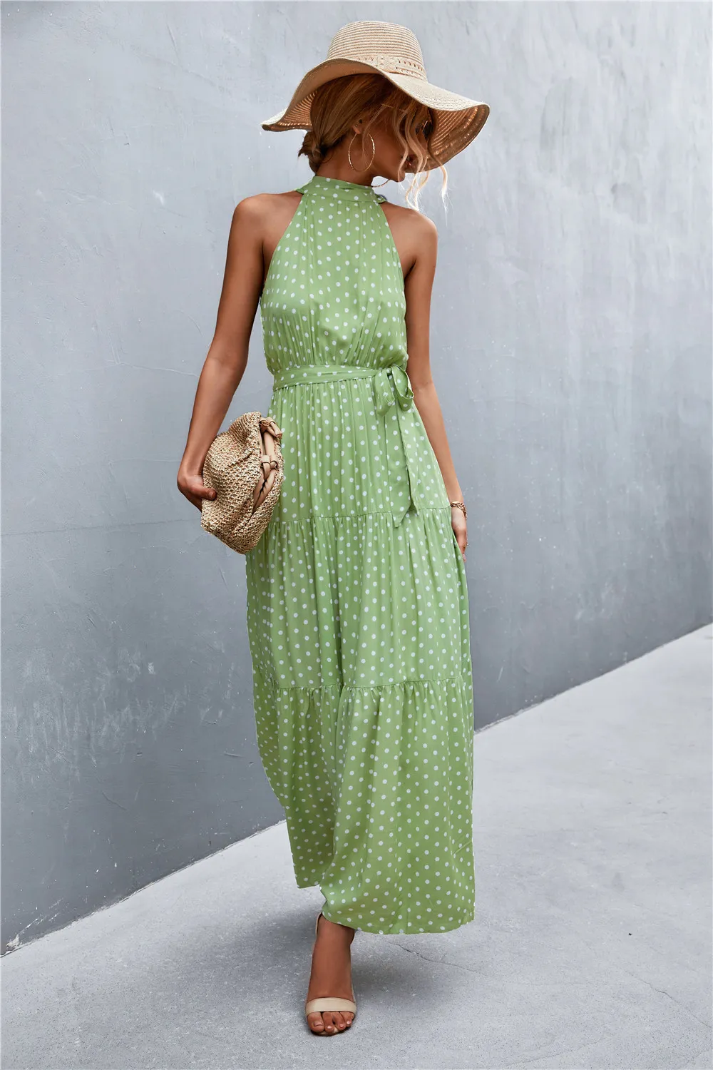 Printed Sleeveless Tie Waist Maxi Dress, image 15