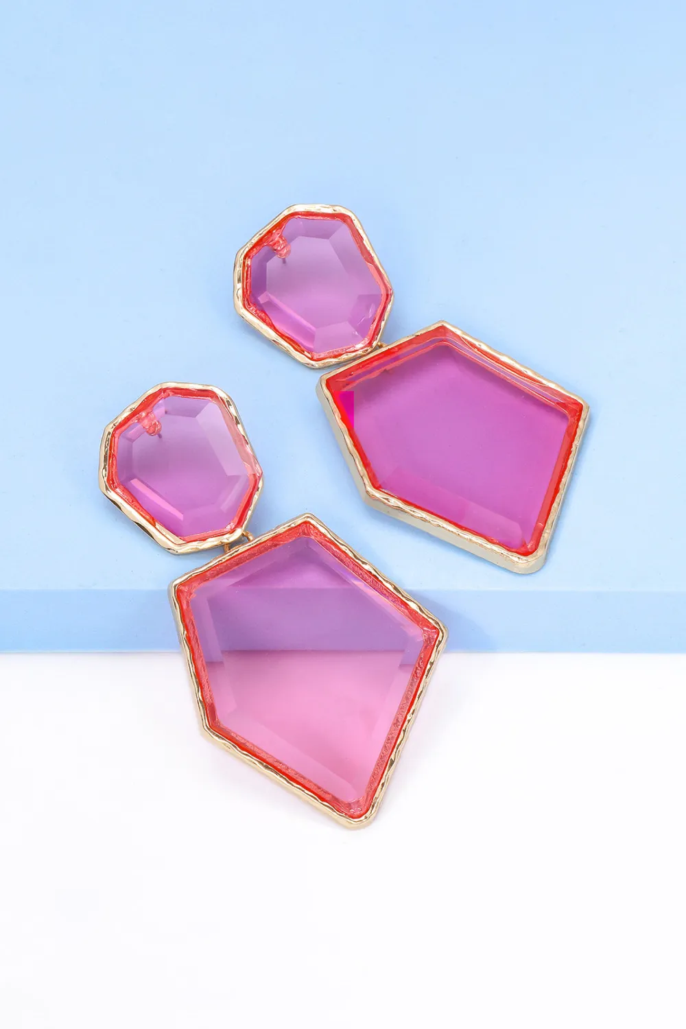 Geometrical Shape Zinc Alloy Frame Resin Dangle Earrings, image 6